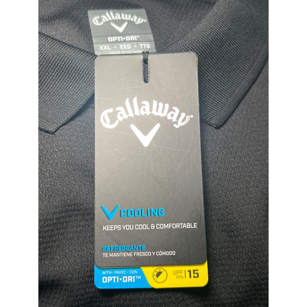 Callaway Opti-Dri Long Sleeve Polo Mens XXL Black Shirt Gordon Logo UPF 15 NWT